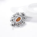 Orange Silver Tone Flower Openwork Resin Metal Brooch Pin view 3