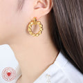 Twisted Rope Circle Hoop Stud Earrings Gold and Steel Tone view 4