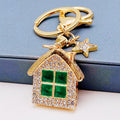 Jeweled House Keychains in Red Blue Green and Assorted Three Color Options view 2