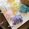 Fabric Flower Duckbill Hair Clips With Pearl Bell Tassels view 4