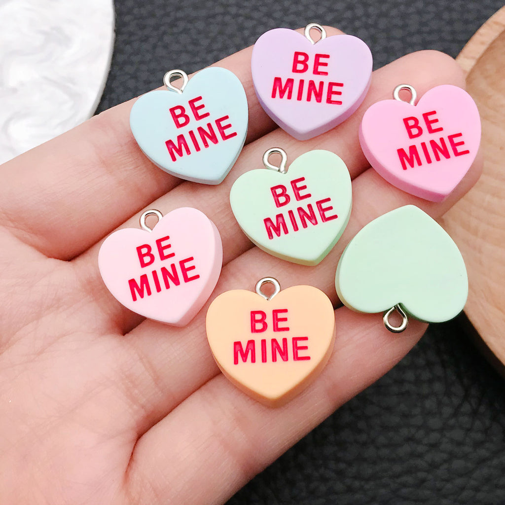 Resin Colorful Letter Heart charm pendants Style 9943 for DIY necklace keychain jewelry making