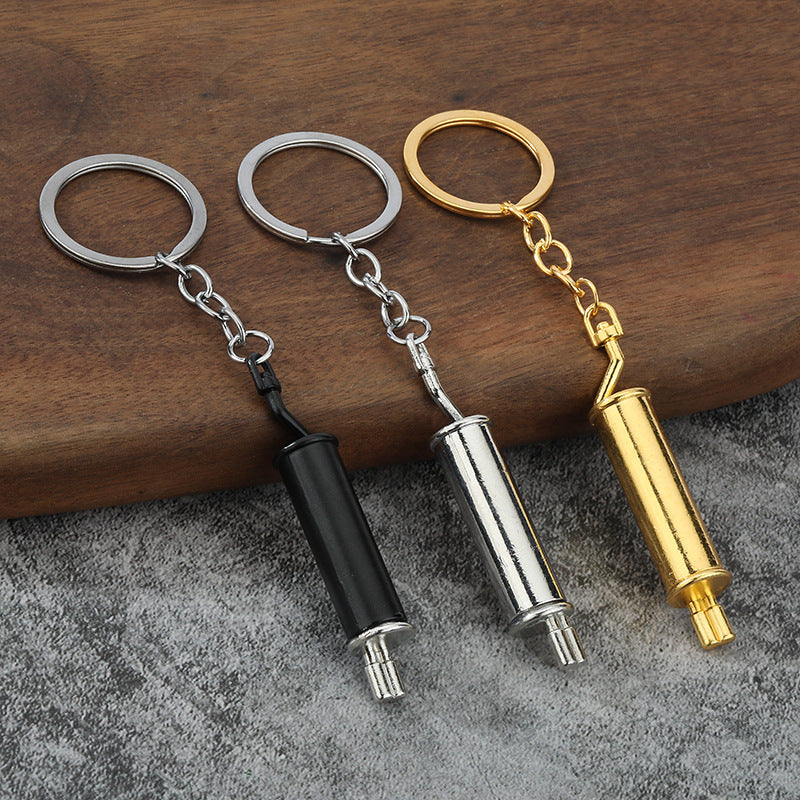 Creative Exhaust Pipe Zinc Alloy Car Keychain Gift Accessory