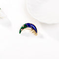 Blue Gold Tone Moon Enamel Metal Brooch Pin for Jackets and Lapels view 2