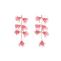 Pink and Blue Tiered Petal Cascade Long Dangle Stud Earrings view 5