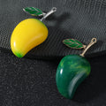 Resin Mango Fruit Charm Pendant With Enamel Leaf Yellow And Green view 2