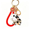 Jeweled Cow Keychains With Enamel Spots and Braided Wrist Straps view 5