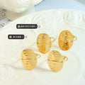 Oval Hammered Disc Open Adjustable Ring Gold Steel Finish view 2