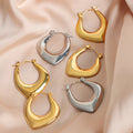 Gold Steel Geometric U Shape Hoop Earrings Smooth Metal view 3