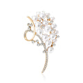 Pearl Cluster Brooch Crystal Accents Gold Silver Finishes view 1