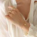 Lucky Disc Charm Ball Chain Bracelet Gold Or Steel Tone view 4