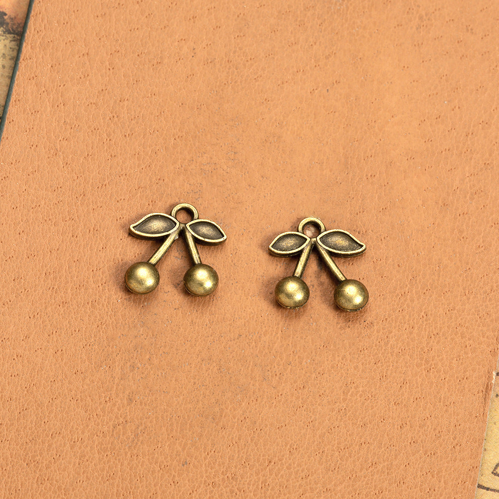 Mini Cherry Alloy Charm Pendant 16x14mm