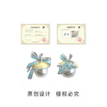 Silver Tone Pale Blue Bow And Large Pearl Like Stud Earrings view 3