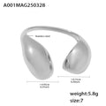 Stainless Steel Puffy Teardrop Open Rings Gold Steel Two-Tone view 6