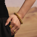 Hollow Ball Bead Bracelets Gold Steel Two-Tone Heart view 3