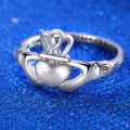 Silver Claddagh Ring Heart Hands Crown Love Loyalty Band view 3