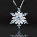 Blue Clear Stone Snowflake Pendant Necklace White Metal view 2