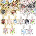 Patterned Enamel Turtle Jewelry Components For DIY Earrings And Bracelets Charms view 4