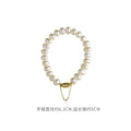 White Freshwater Pearl Bracelet With Gold Tone Barrel Clasp view 5