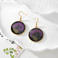 Black Resin Pressed Flower Round Drop Earrings 7 Designs view 12