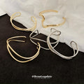 Five Mixed Wave Geometric And Twisted Wire Open Cuff Bracelets view 1