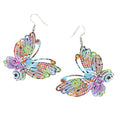 Colorful Printed Openwork Butterfly Large Hook Earrings view 5