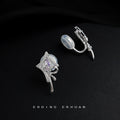 Silver Tone Clear Stone Pink Center Ribbon Earrings In Stud And Clip Styles view 6