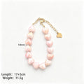 Glossy Heart Bead Bracelet With Gold Tone Extension Chain view 8