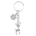 Silver Reindeer Snowflake Charm Christmas Metal Keychain view 5