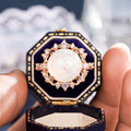 Champagne Round Opaline Halo Ring Clear Accents Sizes 6-10 view 2