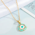 Gold Tone Enamel Triangle Eye Pendant Necklaces in Green or Pink view 3