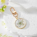 Gold Frame Resin Pressed Flower Keychains Lobster Clasp 7 Styles view 3