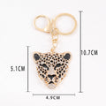 Rhinestone Leopard Head Keychain Metal Animal Bag Charm view 2