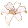 Crystal Lily Flower Brooch In White And Red Enamel view 2