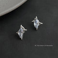 Silver Tone Marquise Crystal Starburst Stud Earrings view 4