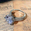 Oversized Round Clear Solitaire High-Set Multi-Rail Ring In Silver Tone view 2