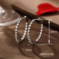 Silver Tone Large Crystal Hoop Earrings With Slim Profile view 5