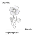 Shell Effect Flower Stem Brooch in Gold or Silver With Pearl view 7