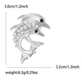 Dual Dolphin Brooch Clear Rhinestones Gold or Silver Tone view 7