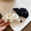 Satin Ruched Twist Hair Clips Black And Ivory Two Colors view 2