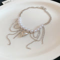 Gold and Silver Tone Oversized Heart Link Pearl Necklaces view 7
