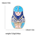 Jeweled Nesting Doll Brooch with Pearl Details Decorative Metal Pin view 6
