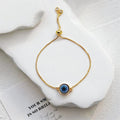 Gold Tone Adjustable Evil Eye Box Chain Slider Bracelet view 3