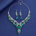 Black Silver Tone Horse Crystal Eleven Designs Metal Necklace and Earring Set view 4