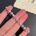 Pink Clear Starburst Crystal Tennis Bracelet Silver view 2