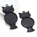 Owl Shaped Round Pendant Bezel Trays in Six Antique Finishes view 6