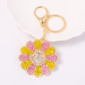 Rhinestone Smiley Face Flower Keychain Metal Bag Charm view 7