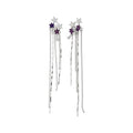 Purple Crystal Star Clip On Earrings With Fine Chain Tassels view 5