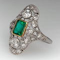 Vintage Openwork Emerald-Cut Green Stone Cocktail Ring view 4