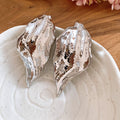 Textured Leaf Statement Stud Earrings Fashion Jewelry view 10