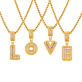Gold Box Chain Necklace With Zircon Initial Letter Pendant view 5